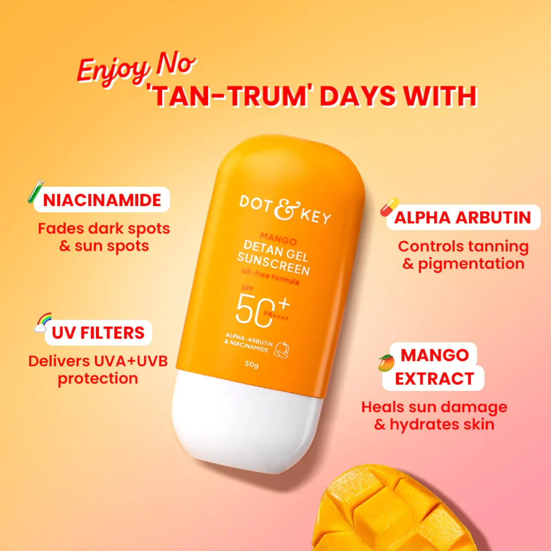 Dot And Key Mango Detan Gel SPF50+ PA++++ Medium Size Sunscreen 50g