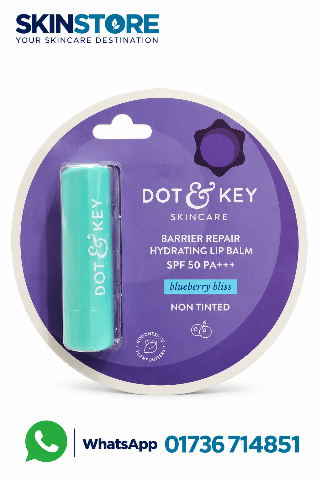 Dot & Key Barrier Repair Hydrating Lip Balm SPF50 Pa+++ Blueberry Bliss 4.5g