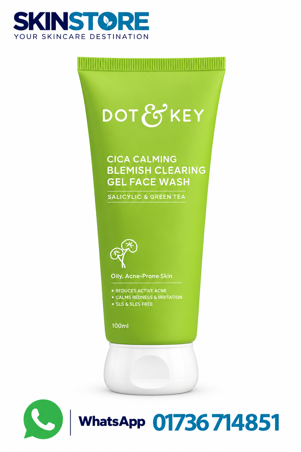 Dot & Key Cica + Salicylic Acid Blemish Clearing Gel Face Wash for Oily Skin 100ml