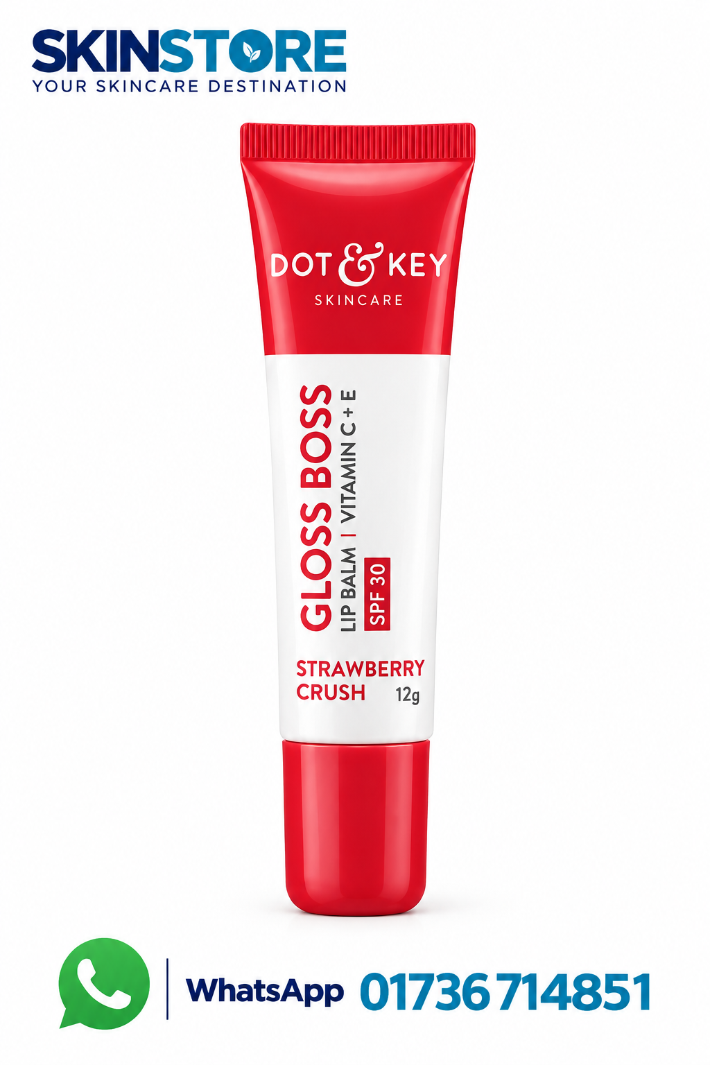 Dot & Key Gloss Boss Lip Balm SPF30  Strawberry Crush 12g