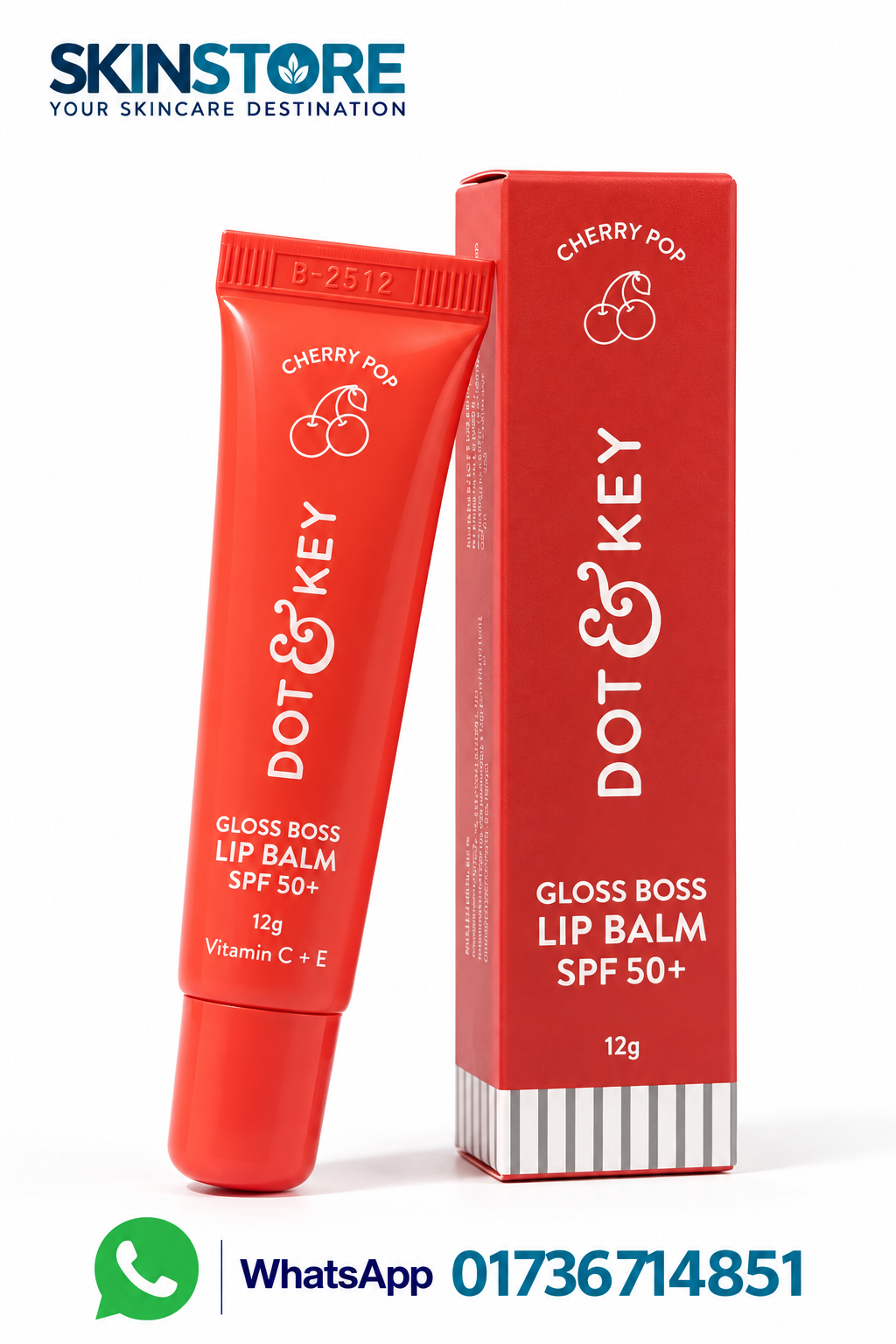 Dot & Key Gloss Boss Lip Balm Vitamin C + E SPF30 Cherry Pop 12g