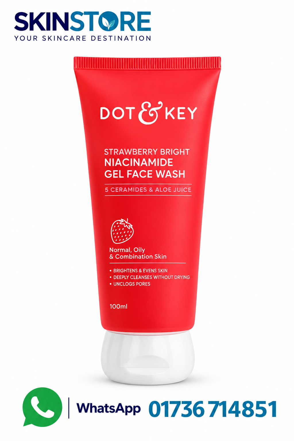 Dot & Key Strawberry Bright Niacinamide Gel Face Wash 100ml
