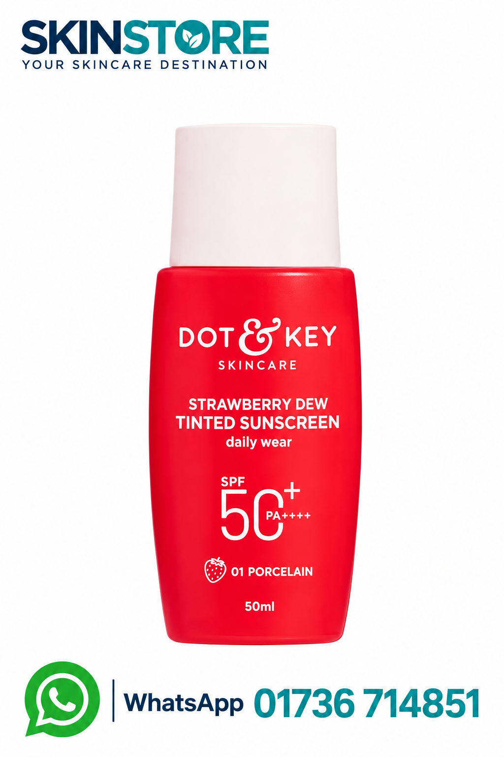 Dot & Key Strawberry Dew Tinted Sunscreen SPF50+ PA+++ 01 Porcelain 50ml