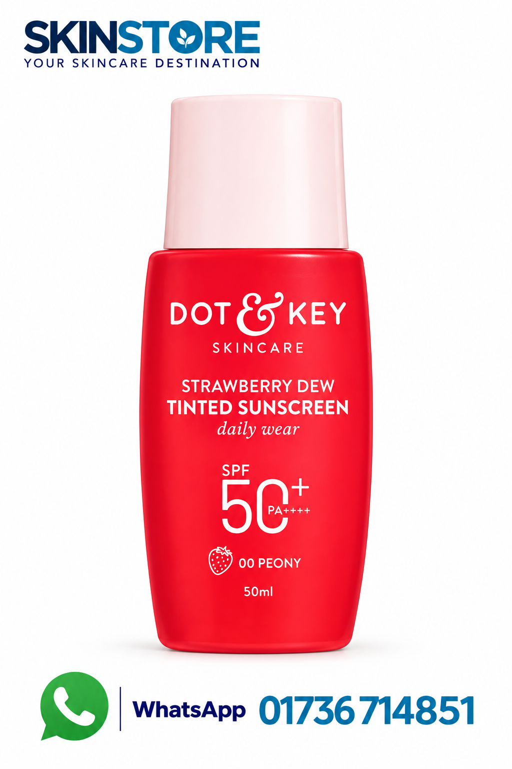 Dot and Key Strawberry Dew Tinted Sunscreen SPF50+ PA++++ – 00 PEONY 50ml