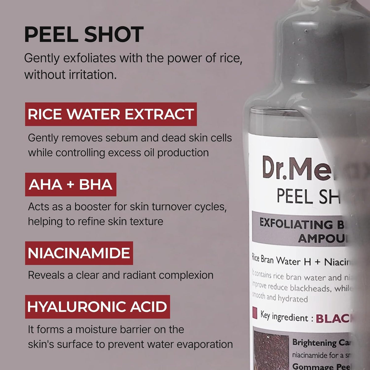Dr Melaxin Peel Shot Exfoliating Black Rice Ampoule 80ml