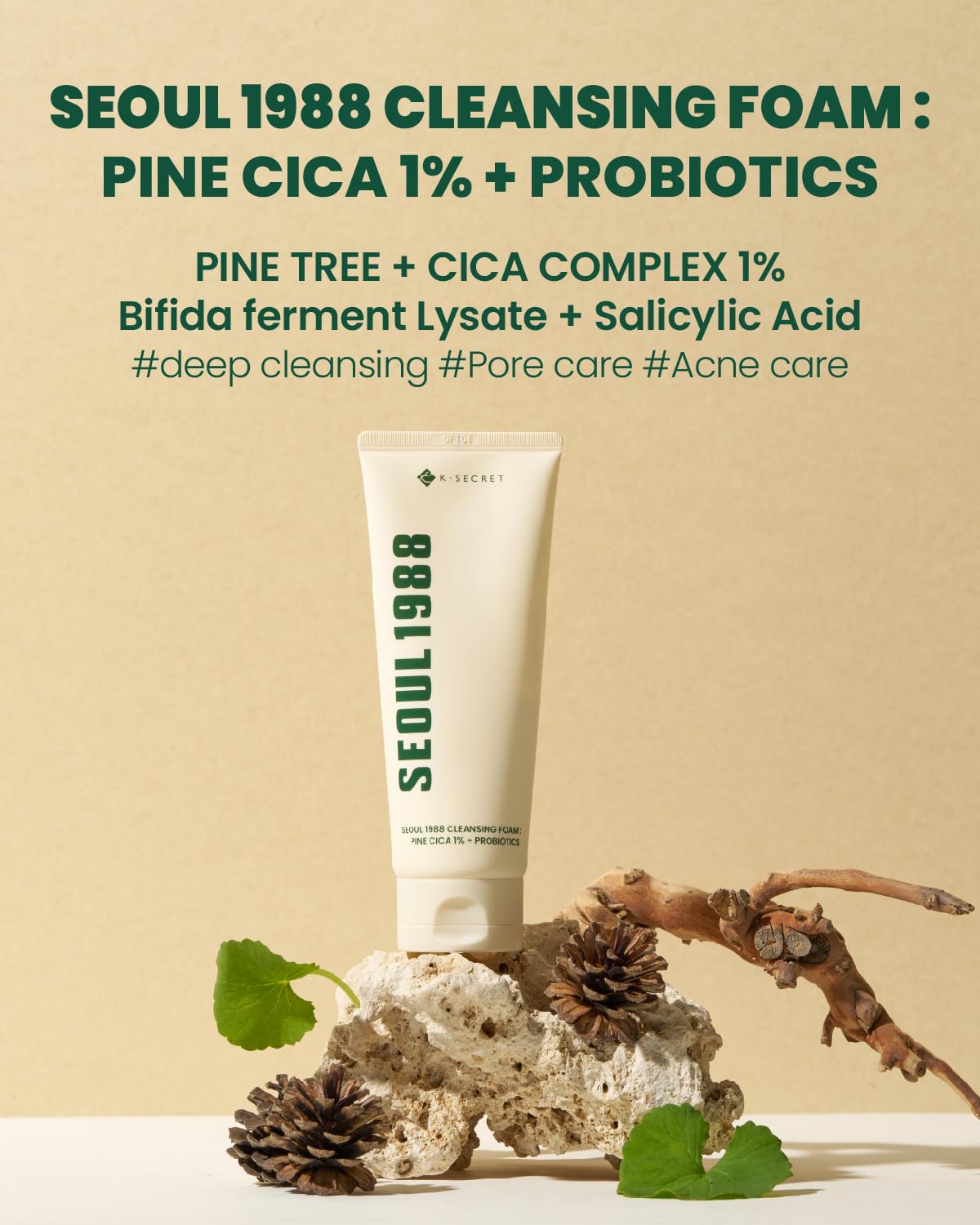 KSECRET SEOUL 1988 Cleansing Foam Pine Cica 1% + Probiotics 150ml