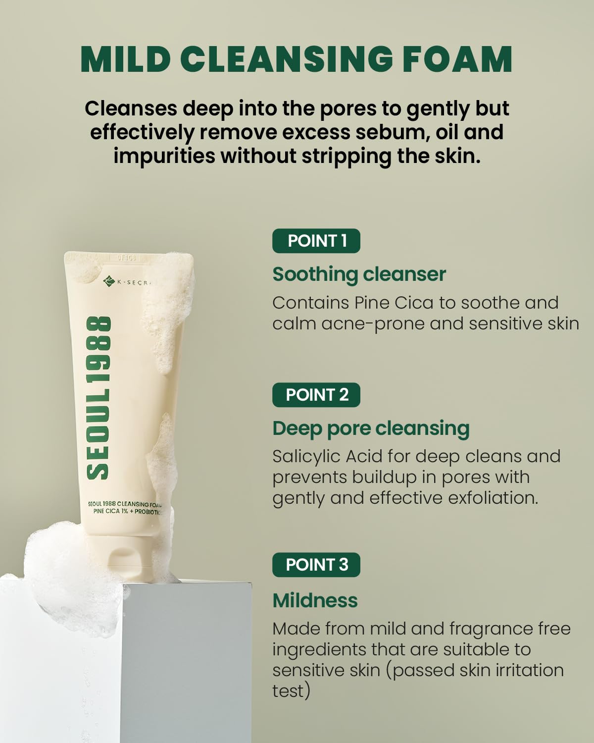KSECRET SEOUL 1988 Cleansing Foam Pine Cica 1% + Probiotics 150ml